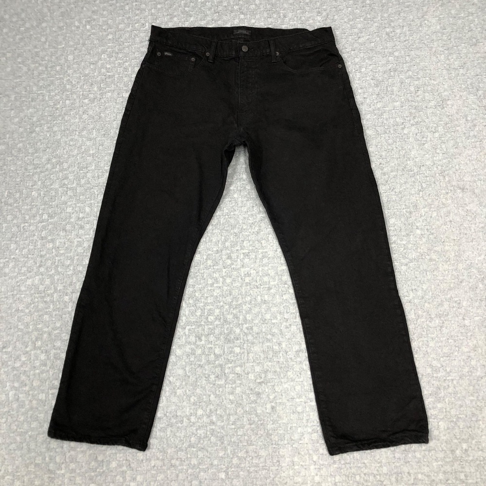 Polo Ralph Lauren Jeans Mens 36x30 Black Classic Fit Straight Denim Stretch
